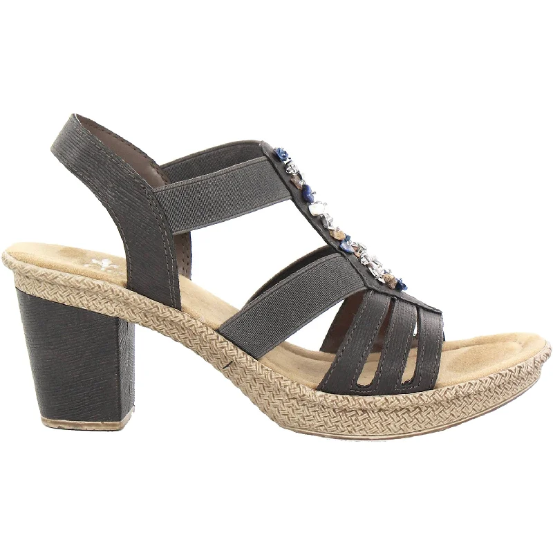 Men's sandals with a padded heelMen's sandals with a padded heelWomen's Rieker 665G1-45 Rabea G1 Basalt Synthetic