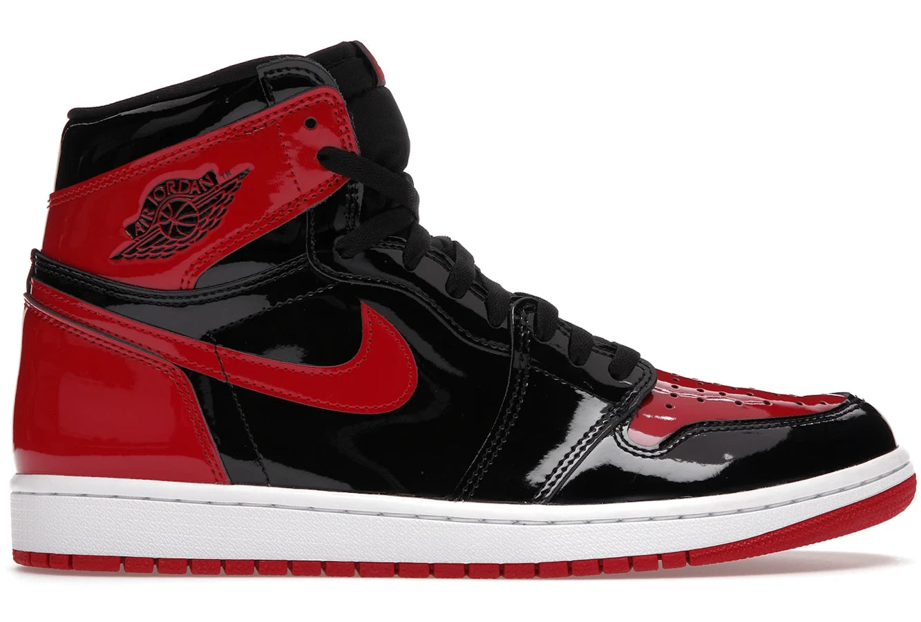 Men's camo - print sneakers for an edgy styleAir Jordan 1 Retro High OG Patent Bred