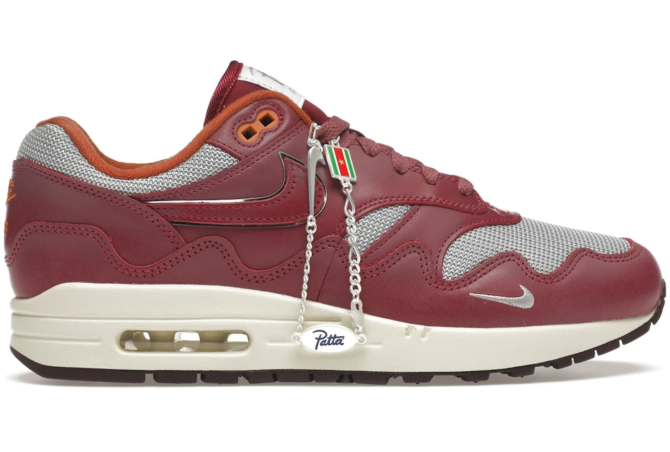 Men's neon - colored sneakers for a bold statementAir Max 1 x Patta Waves Maroon