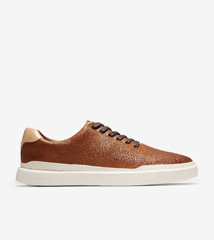 Men's navy blue suede sneakers with gold - toned eyeletsMen's GrandPrø Rally Laser Cut Sneaker