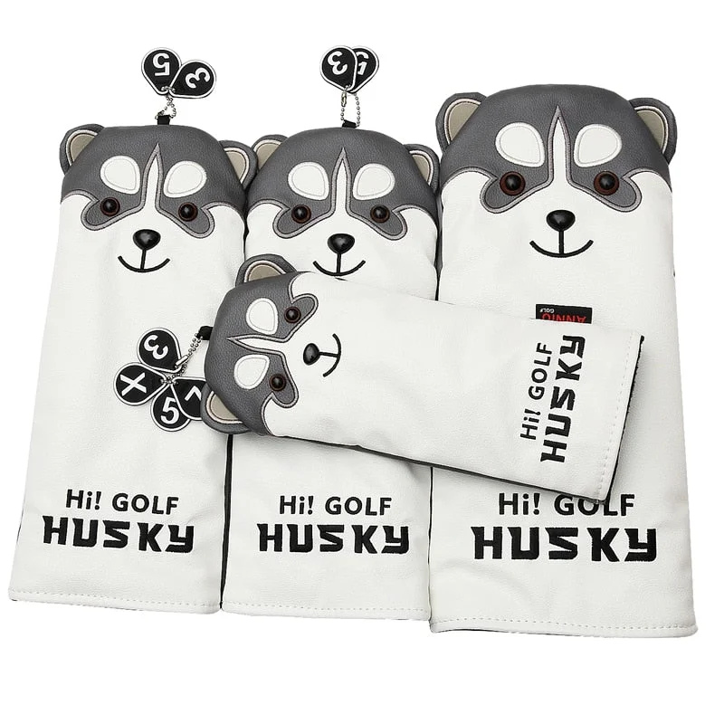 Men's narrow - width sneakers for a snug fitLovely Husky Golf Driver Head Cover Cartoon Animal #1 #3 #5 #7 Woods PU Leather HeadCover Dustproof Covers