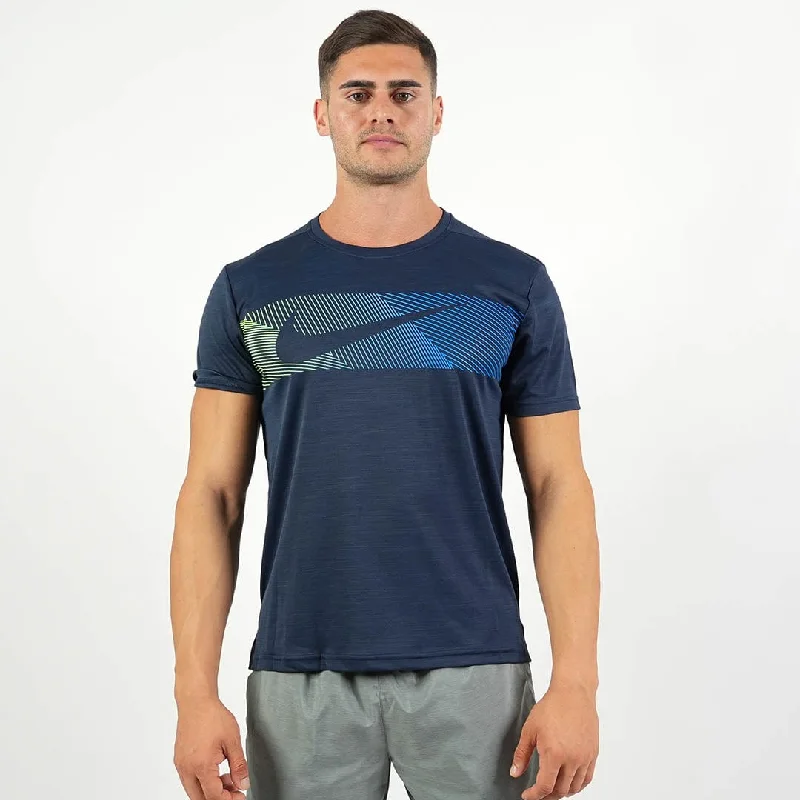 Men's sneaker boots with a mid - ankle heightMens Nike Dri-Fit Superset T-Shirt (Navy/Light Blue/Green)