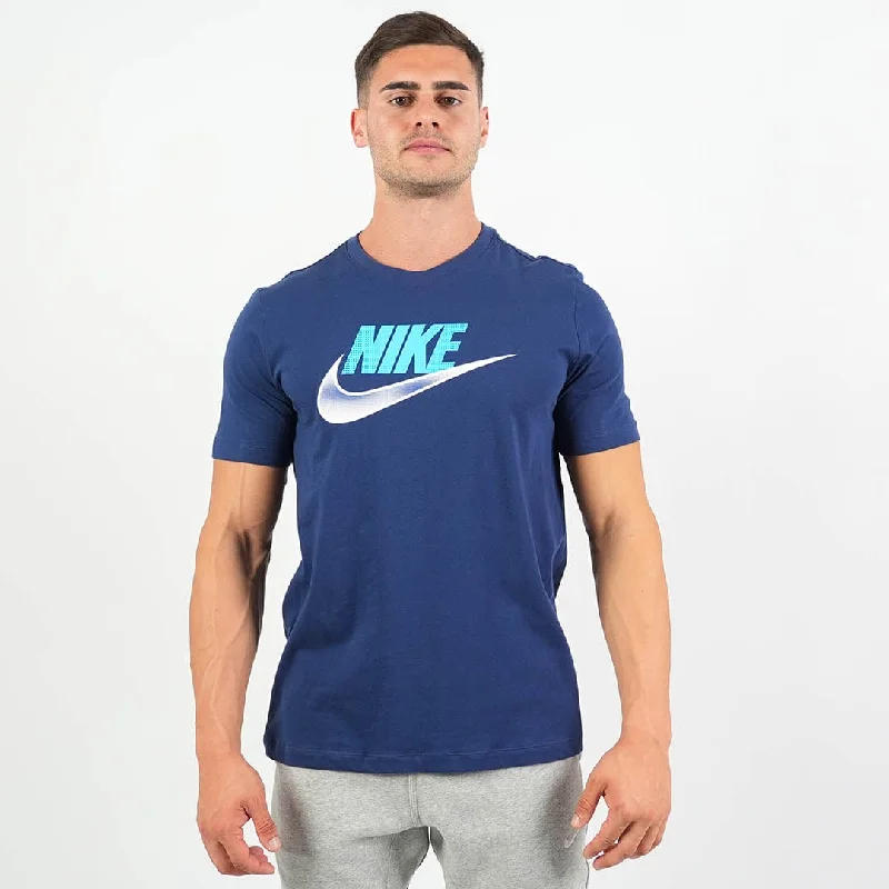 Men's neon - colored sneakers for a bold statementMens Nike Logo Graphic T-Shirt (Blue/White)