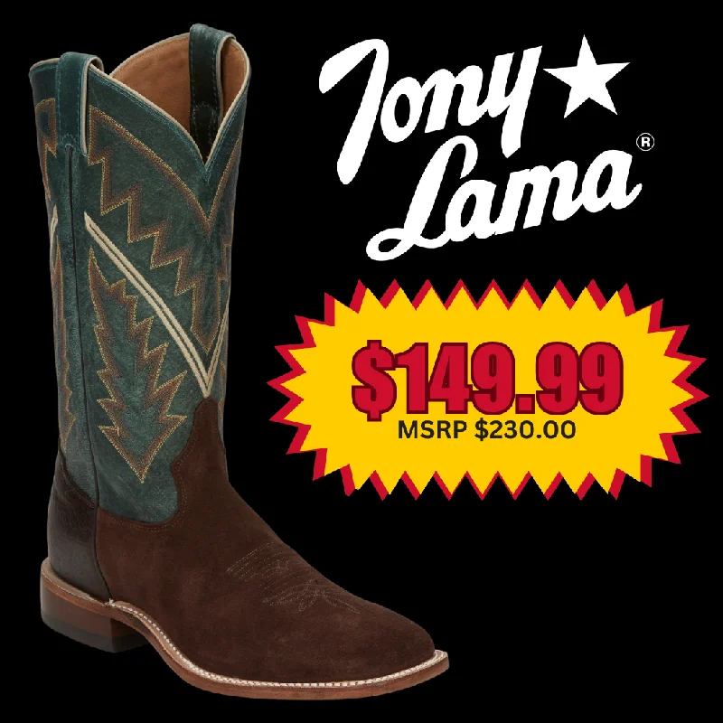 Men's western boots with a distressed leather finish for a rugged lookMen's Tony Lama Bingham Chocolate Suede Boot