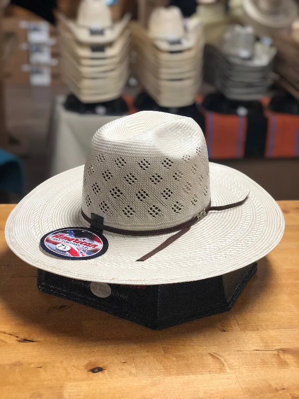 Men's western boots with a tooled leather design on the shaftAmerican Hat Co. | 7800 Straw Cowboy Hat