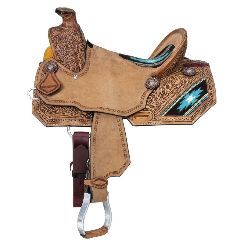 Men's western boots with a rubber sole for traction on various surfacesSilver Royal Youth Aztec Wade Saddle