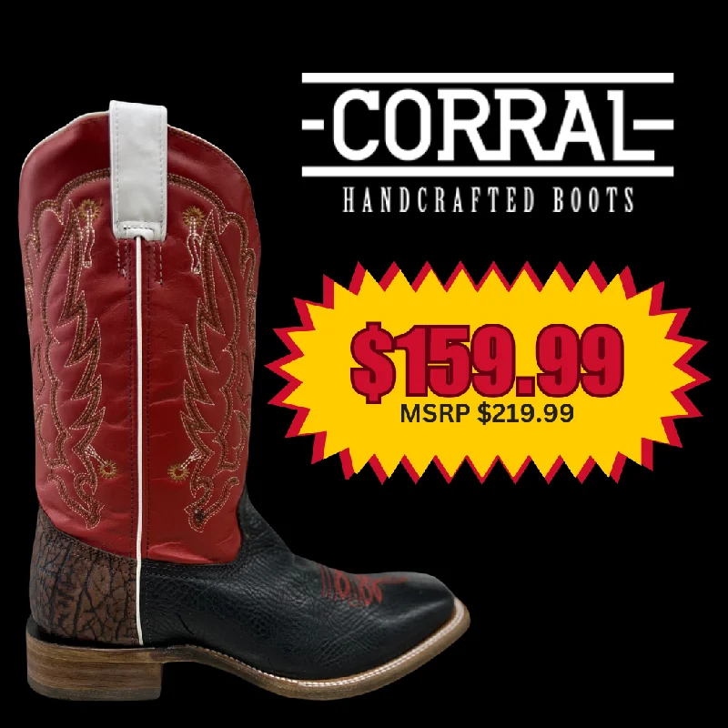 Men's western boots with a scalloped edge and a pull - on strapMen's Corral Boots