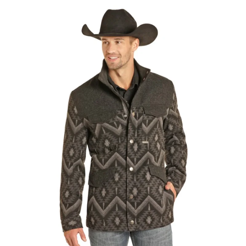 Men's western boots with a suede shaft and a leather solePowder River Men's Aztec Jaquard Coat