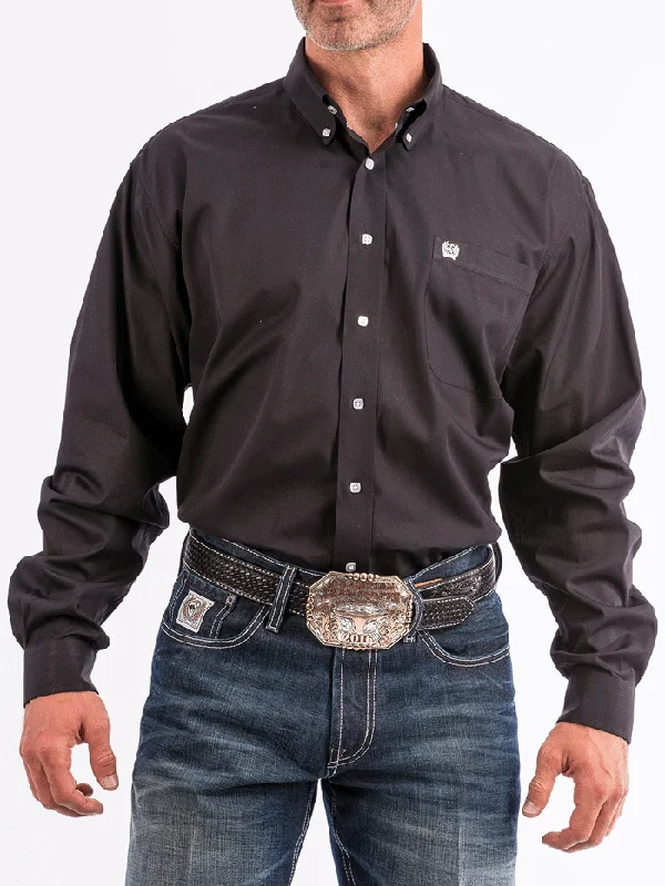 Men's western boots with a tooled leather design on the shaftCinch MT10320083 Mens Long Sleeve Button Down Western Shirt Solid Black