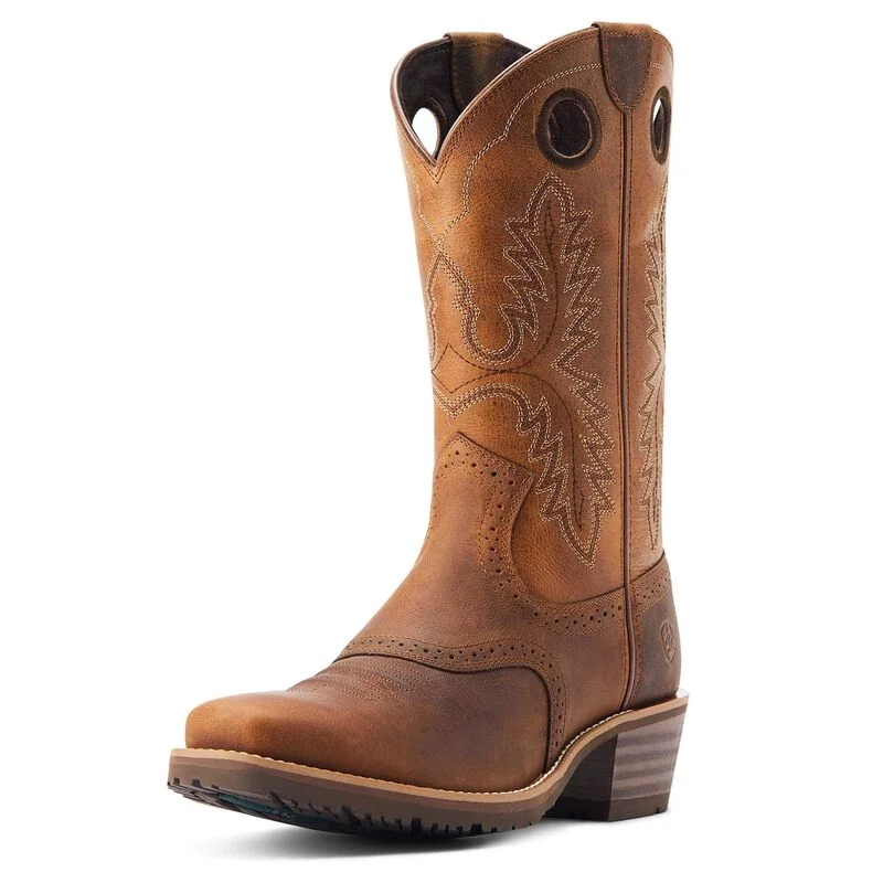 Men's western boots with a rubber sole for traction on various surfacesAriat Men's Hybrid Roughstock Square Toe Square Boot