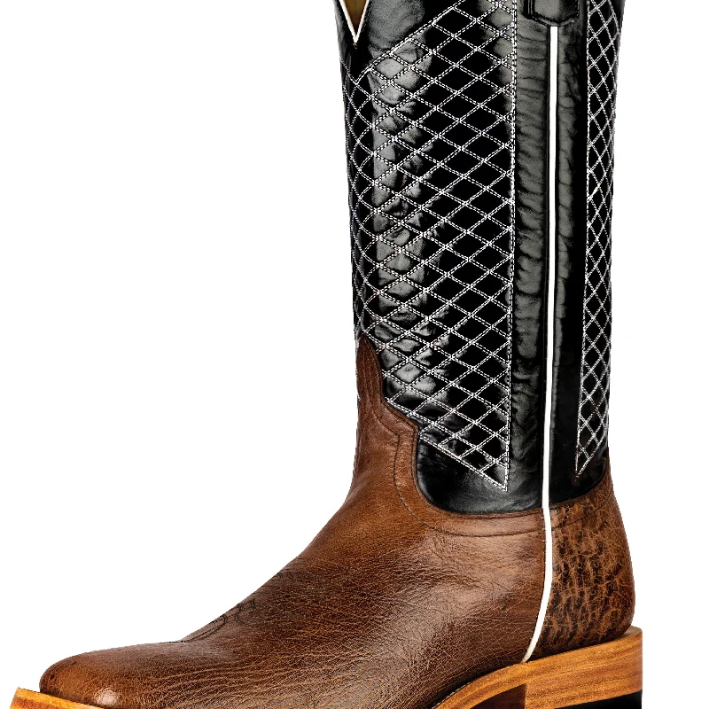 Western - style men's boots with intricate tooling and stitchingHorse Power Men's Kango Smooth Ostrich Boot