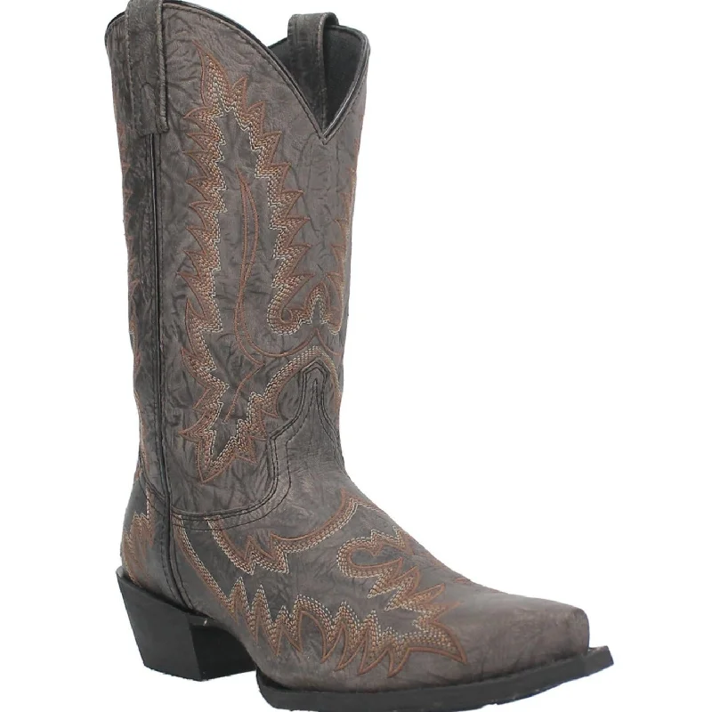 Men's western boots with a decorative inlay on the toe and heelLaredo Men's Kilpatrick Grey Western Boot