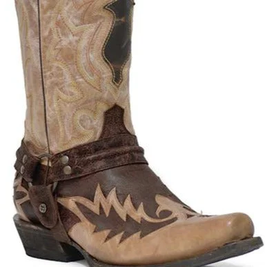 Men's western boots with a leather sole and a heel guardStetson Men's Outlaw Bad Guy Harness Boot