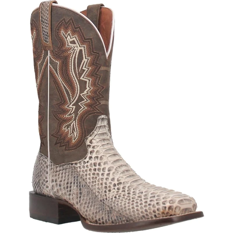 Alligator - embossed men's western boots for a bold statementDan Post Men's Brutus Python Snakeskin Square Toe Boots - Natural