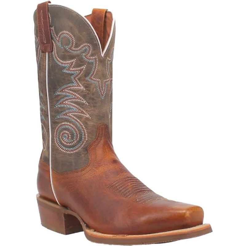 Men's western boots with a suede shaft and a leather soleDan Post Men's Cruz Genuine Leather Square Toe Boots - Honey