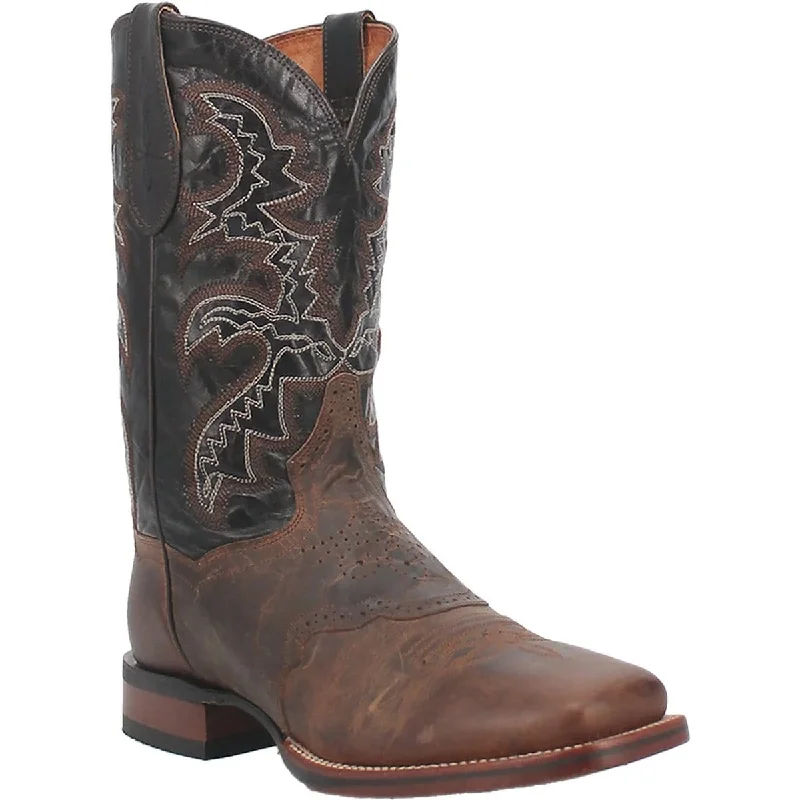 Vintage - style men's western boots with a square toe and spur ledgeDan Post Men's Franklin Genuine Leather Square Toe Boots - Brown