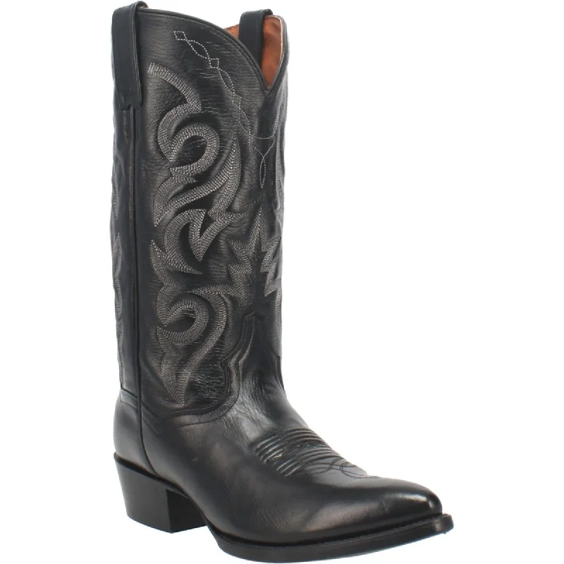 Vintage - style men's western boots with a square toe and spur ledgeDan Post Men's Milwaukee Leather J-Toe Boots - Black