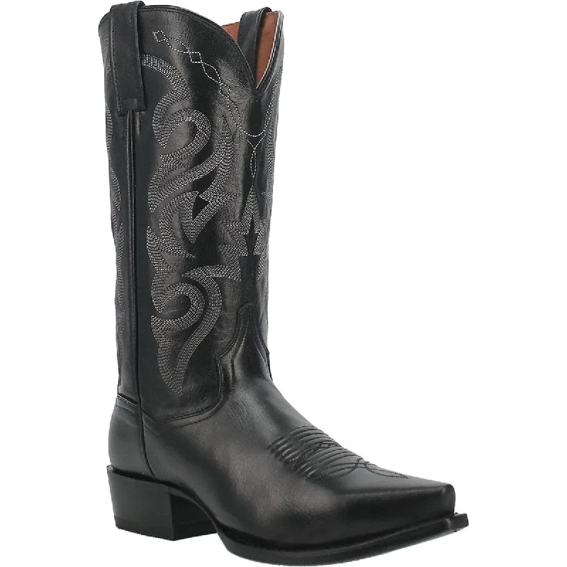 Men's western boots with a high - heeled design and a pointed toeDan Post Men's Milwaukee Leather Snip Toe Boots - Black