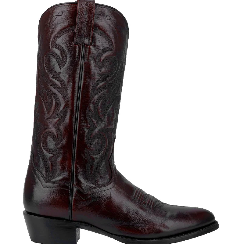 Men's western boots with a decorative inlay on the toe and heelDan Post Men's Milwaukee Round Toe Cherry Mignon Boot