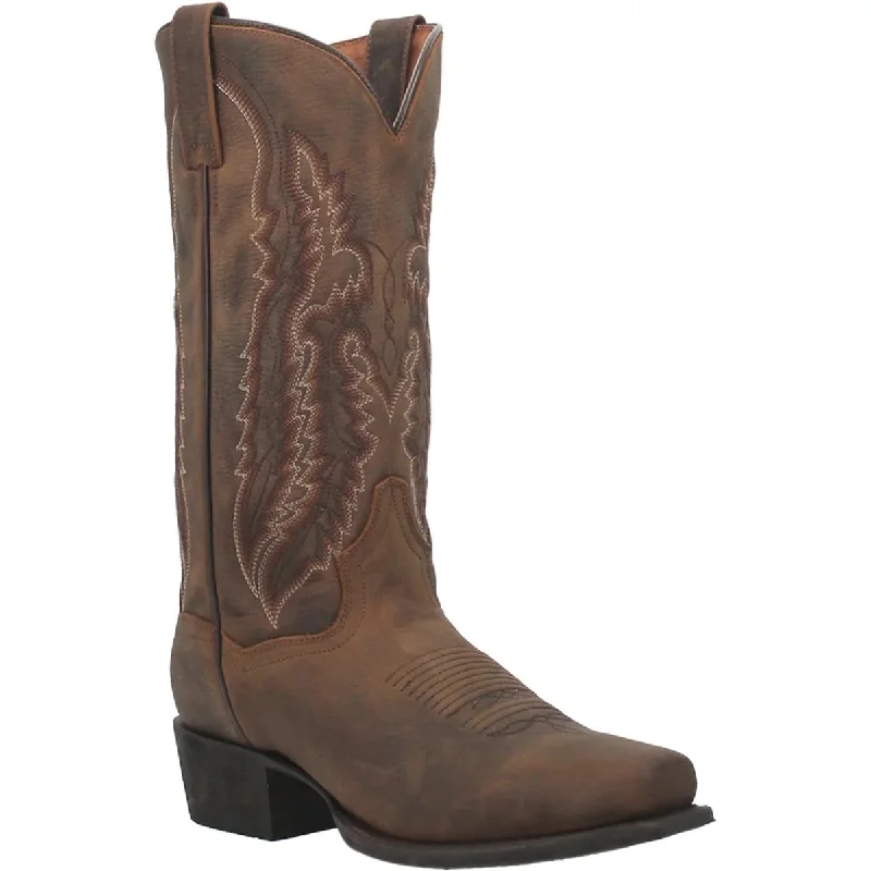 Men's western boots with a tooled leather design on the shaftDan Post Men's Renegade Genuine Leather Square Toe Boots - Bay Apache