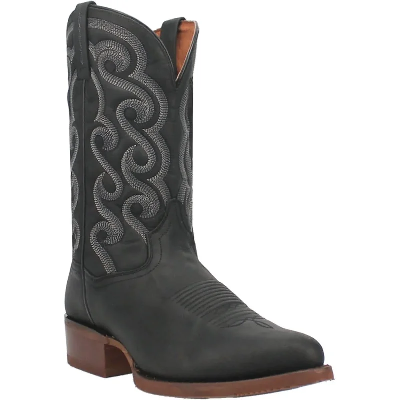 Men's western boots with a leather - wrapped heel and a smooth finishDan Post Men's Somerset Genuine Leather Round Toe Boots - Black