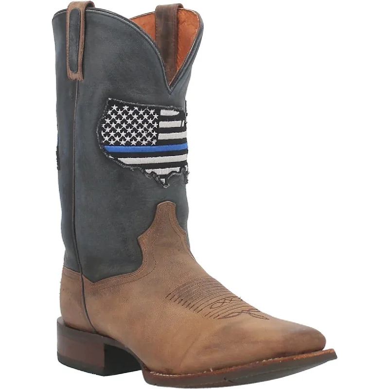 Men's western boots with a high - quality leather upper and a suede liningDan Post Men's Thin Blue Line Genuine Leather Square Toe Boots - Sand