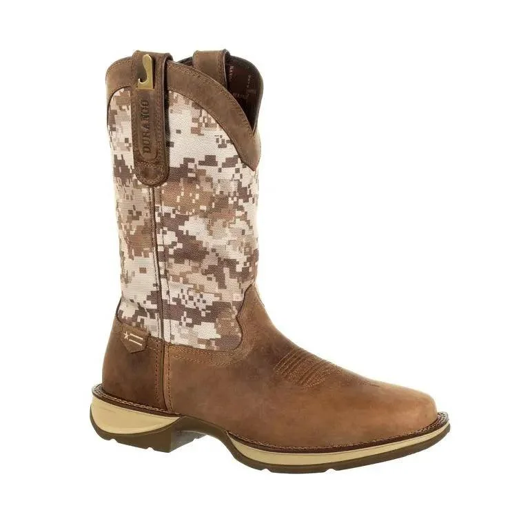 Men's western boots with a scalloped edge and a pull - on strapDurango Rebel Men’s Desert Camo Pull-on Western Boot DDB0166