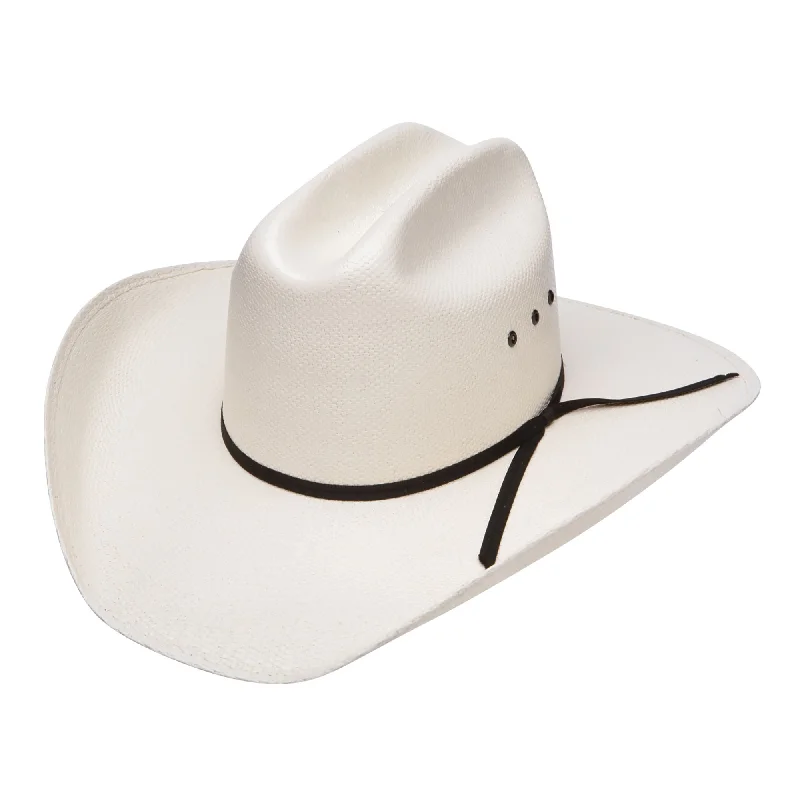 Vintage - style men's western boots with a square toe and spur ledgeResistol Denison Straw Hat