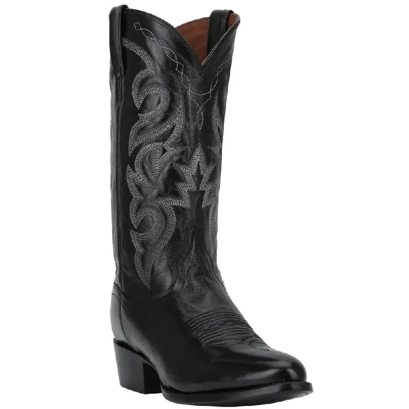 Men's western boots with a tooled leather design on the shaftDan Post Black Milwaukee Leather Boot DP2110R