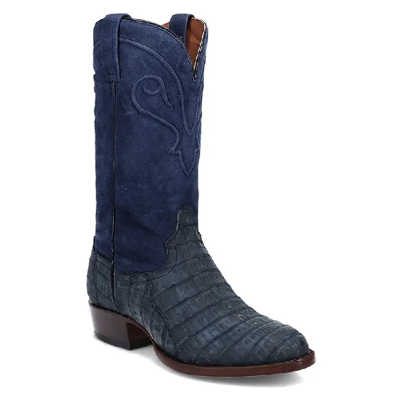 Men's western boots with a high - quality leather upper and a suede liningDan Post Men's Alvis Caiman Denim/Blue Leather Boot DP3101