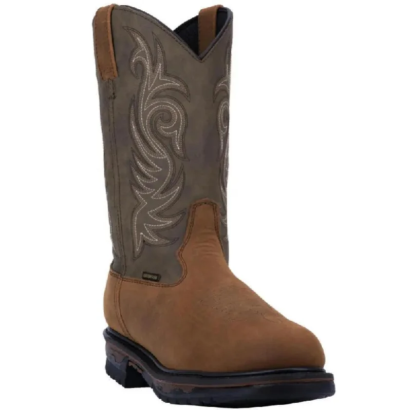 Western - style men's boots with intricate tooling and stitchingLaredo Hammer Men's Waterproof Round Toe Ranch Work Boot 68112