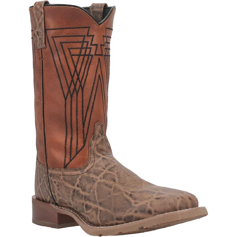 Men's western boots with a leather lining and a padded insoleLaredo Men's Tusk Elephant Print Square Toe Boot in Beige