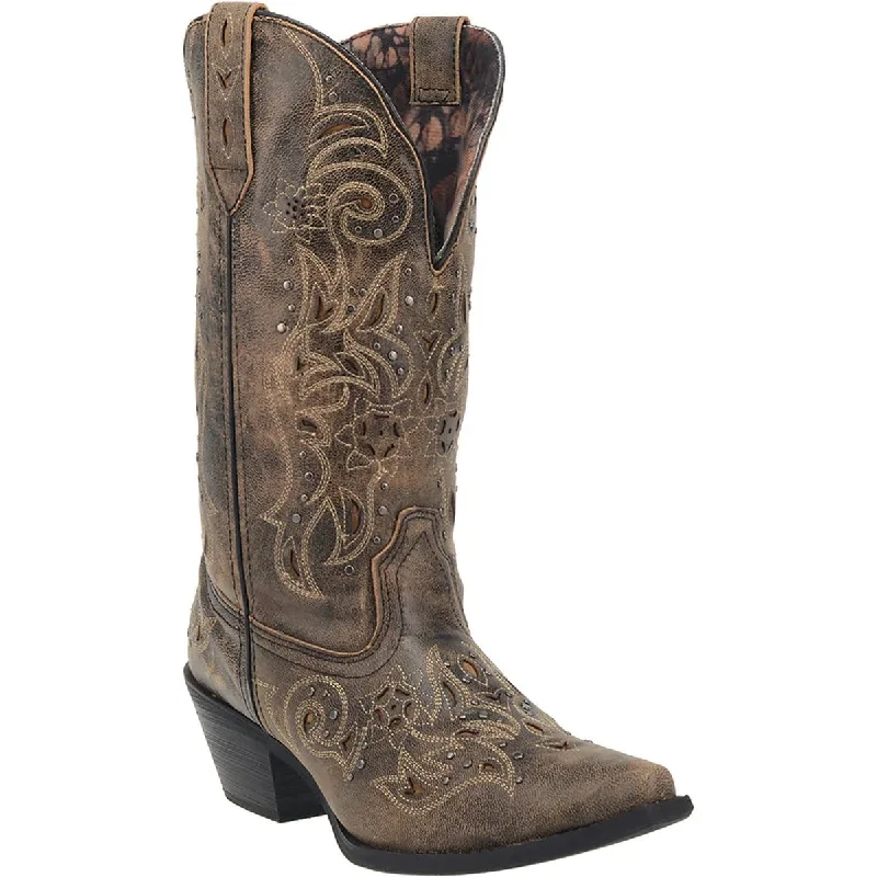 Men's western boots with a traditional western boot silhouette and a polished shineLaredo Women's Vanessa Wide Calf Leather Snip Toe Boots - Brown