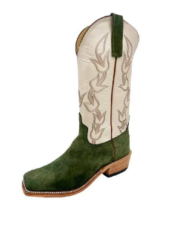 Men's western boots with a leather sole and a heel guardAnderson Bean Exclusive Moss Nubuck Poseidon Men's Boot