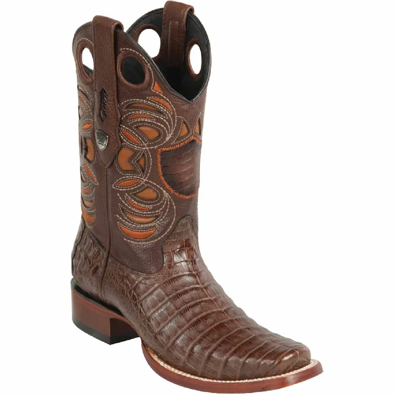 Men's western boots in a rich brown or black leatherMen's Wild West Caiman Belly Skin Rodeo Toe Boot 28188207