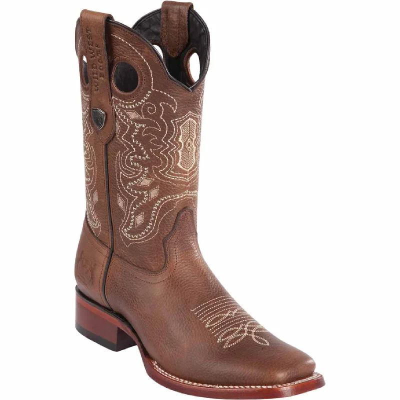 Men's western boots with a leather - wrapped heel and a smooth finishMen's Wild West Genuine Leather Ranch Toe Boot 28242707