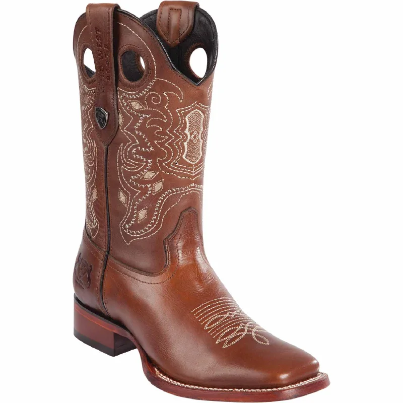 Vintage - style men's western boots with a square toe and spur ledgeMen's Wild West Genuine Leather Ranch Toe Boot 28243807