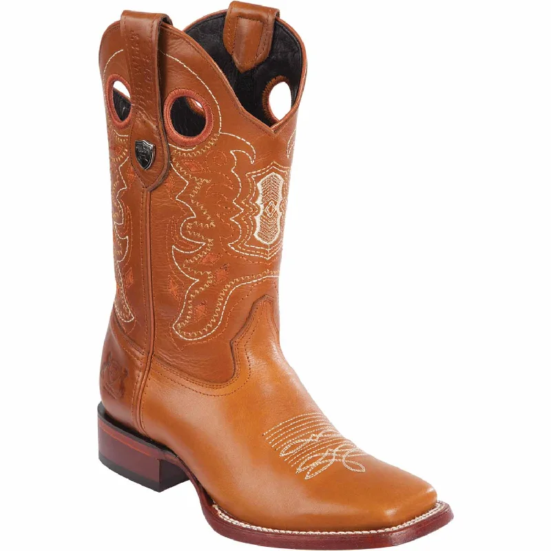 Western - style men's boots with intricate tooling and stitchingMen's Wild West Genuine Leather Ranch Toe Boot 28243851