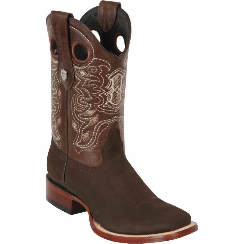 Men's western boots with a scalloped edge and a pull - on strapMen's Wild West Genuine Leather Ranch Toe Boot 28246359