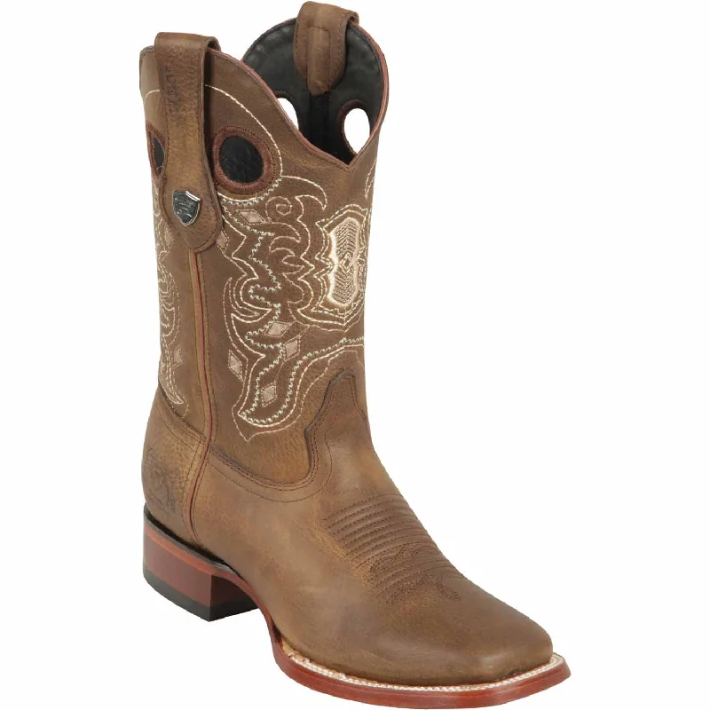 Men's western boots with a scalloped edge and a pull - on strapMen's Wild West Genuine Leather Ranch Toe Boot 28249951