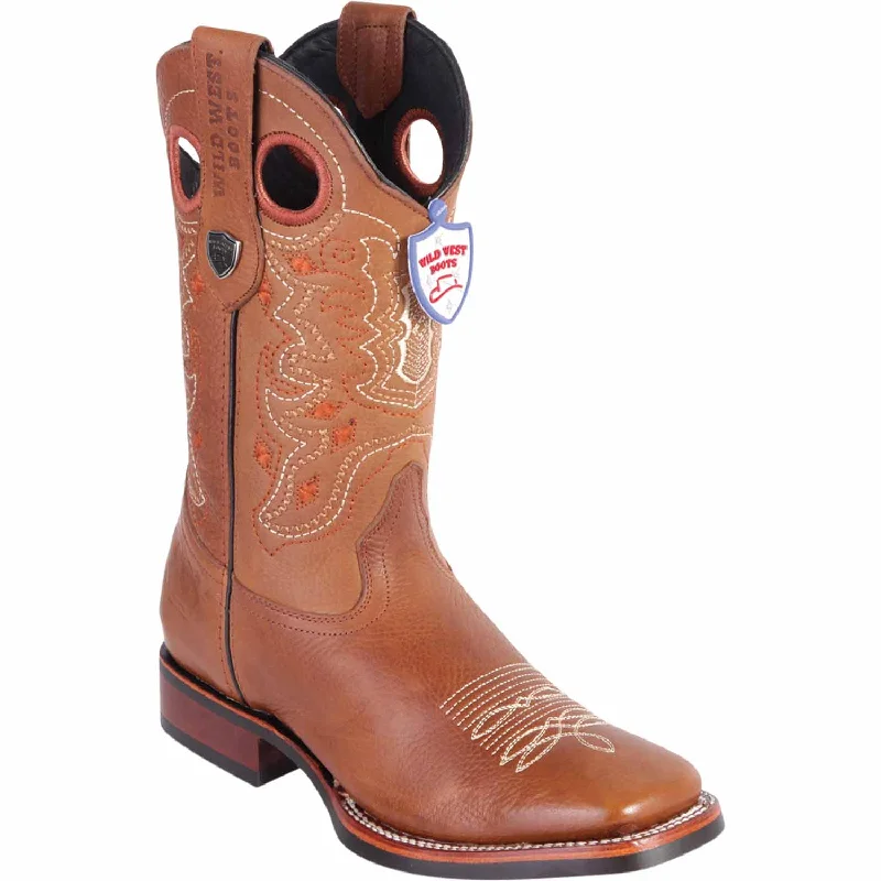 Men's western boots in a rich brown or black leatherMen's Wild West Genuine Leather Ranch Toe Boot 28252751