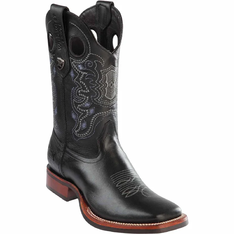 Men's genuine leather western boots with a snake - skin inlayMen's Wild West Genuine Leather Ranch Toe Boot 28253805