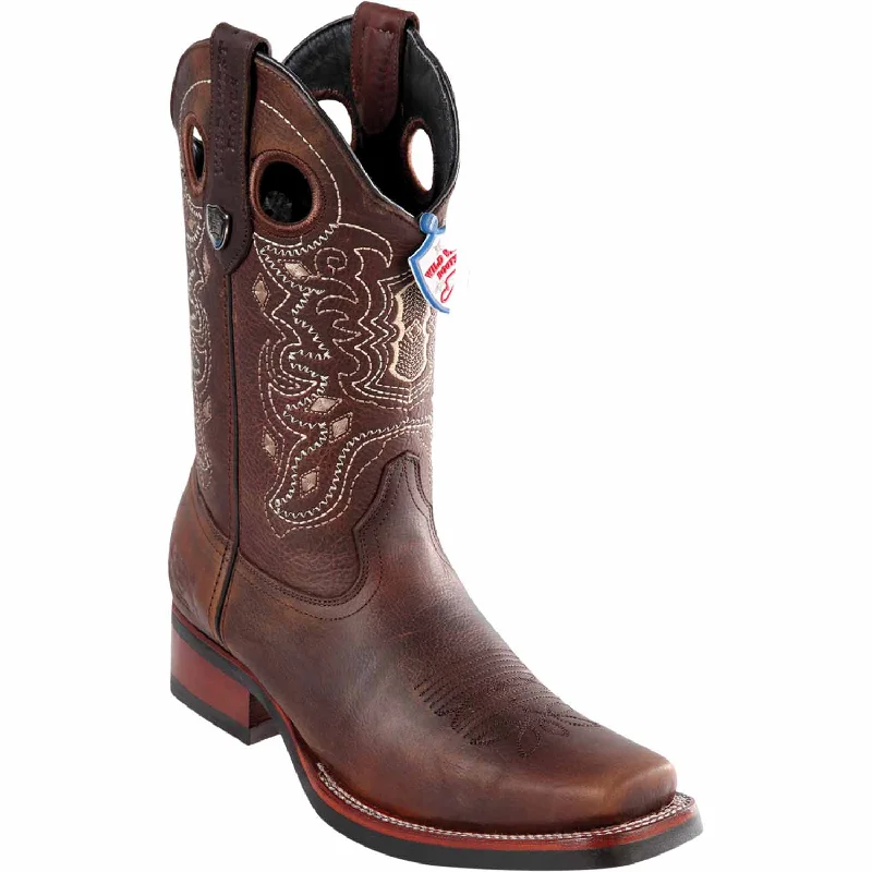 Men's western boots with a decorative inlay on the toe and heelMen's Wild West Genuine Leather Rodeo Toe Boot 28199940