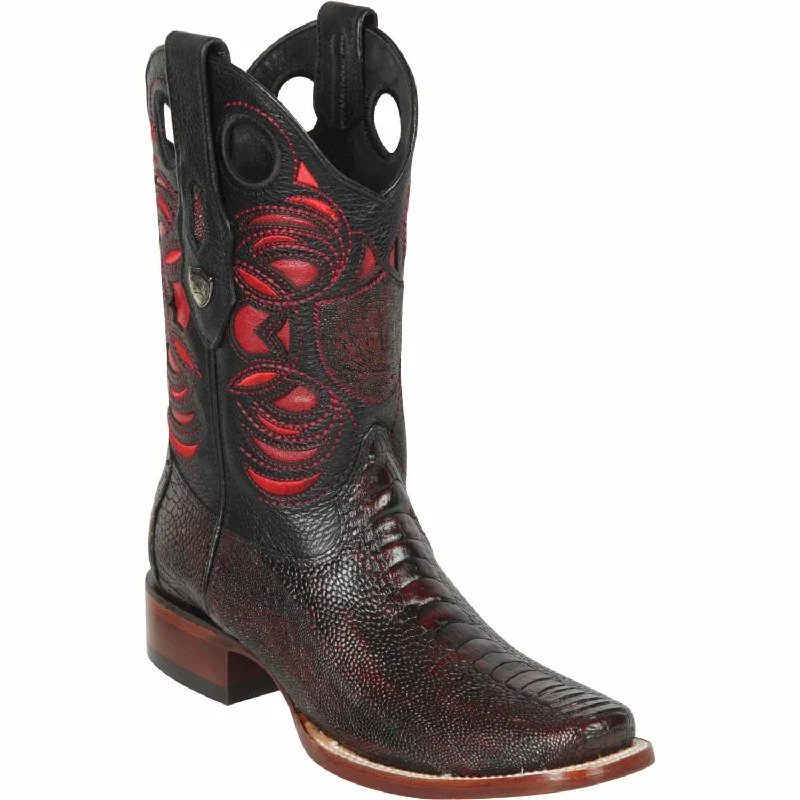 Men's western boots with a high - heeled design and a pointed toeMen's Wild West Ostrich Leg Skin Rodeo Toe Boot 28180518