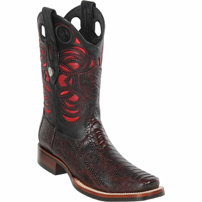 Men's western boots with a high - quality leather upper and a suede liningMen's Wild West Ostrich Leg Skin Rodeo Toe Boot 28190518