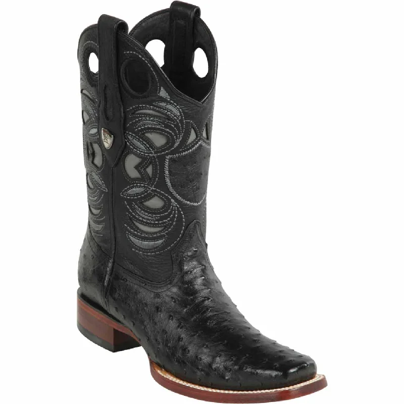 Men's western boots with a high - quality leather upper and a suede liningMen's Wild West Ostrich Skin Rodeo Toe Boot 28180305