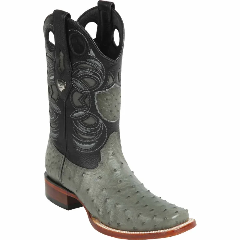 Men's western boots with a leather sole and a heel guardMen's Wild West Ostrich Skin Rodeo Toe Boot 28180309