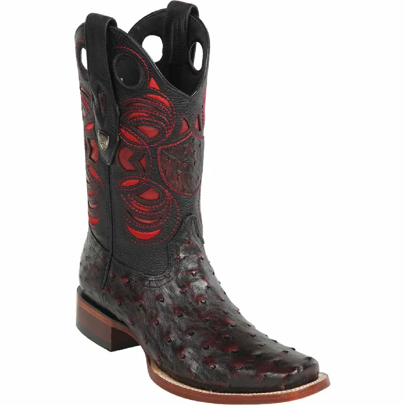 Men's western boots with a rubber sole for traction on various surfacesMen's Wild West Ostrich Skin Rodeo Toe Boot 28180318