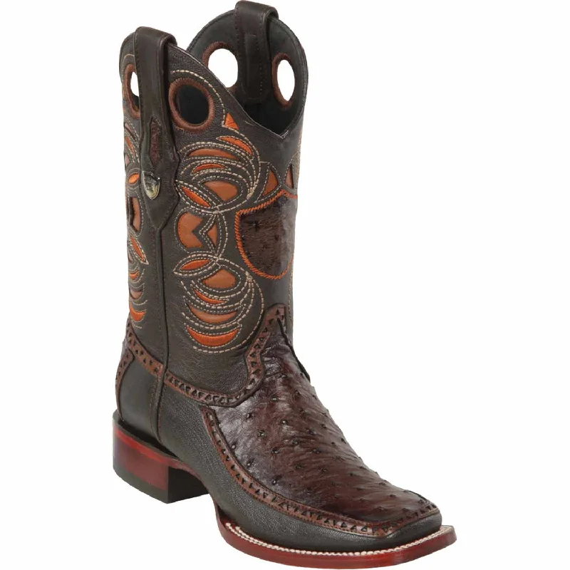 Men's western boots with a traditional western boot silhouette and a polished shineMen's Wild West Ostrich with Deer Skin Ranch Toe Boot 282F0307