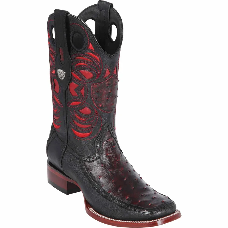 Men's western boots with a concho - studded strap and a pointed toeMen's Wild West Ostrich with Deer Skin Ranch Toe Boot 282F0318